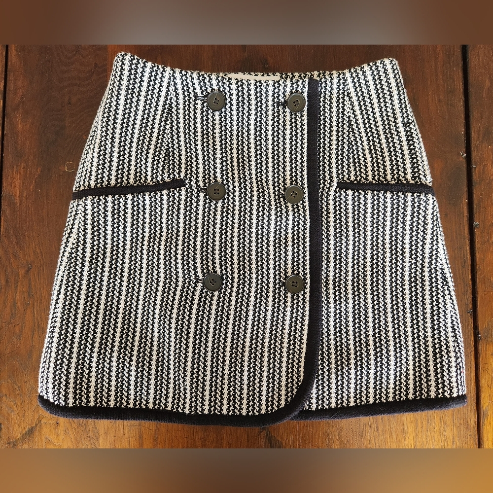 Derek Lam 10 Crosby Burton Knit Stripe Mini Skirt - White/Noir